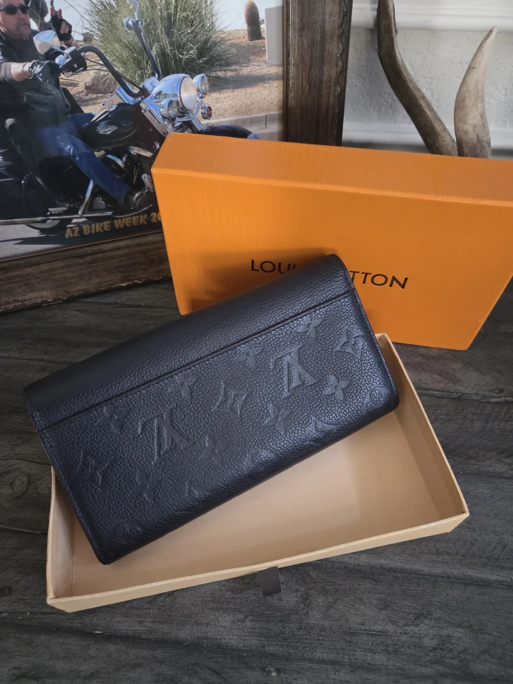 Louis Vuitton Navy Blue Empreinte Leather Wallet.